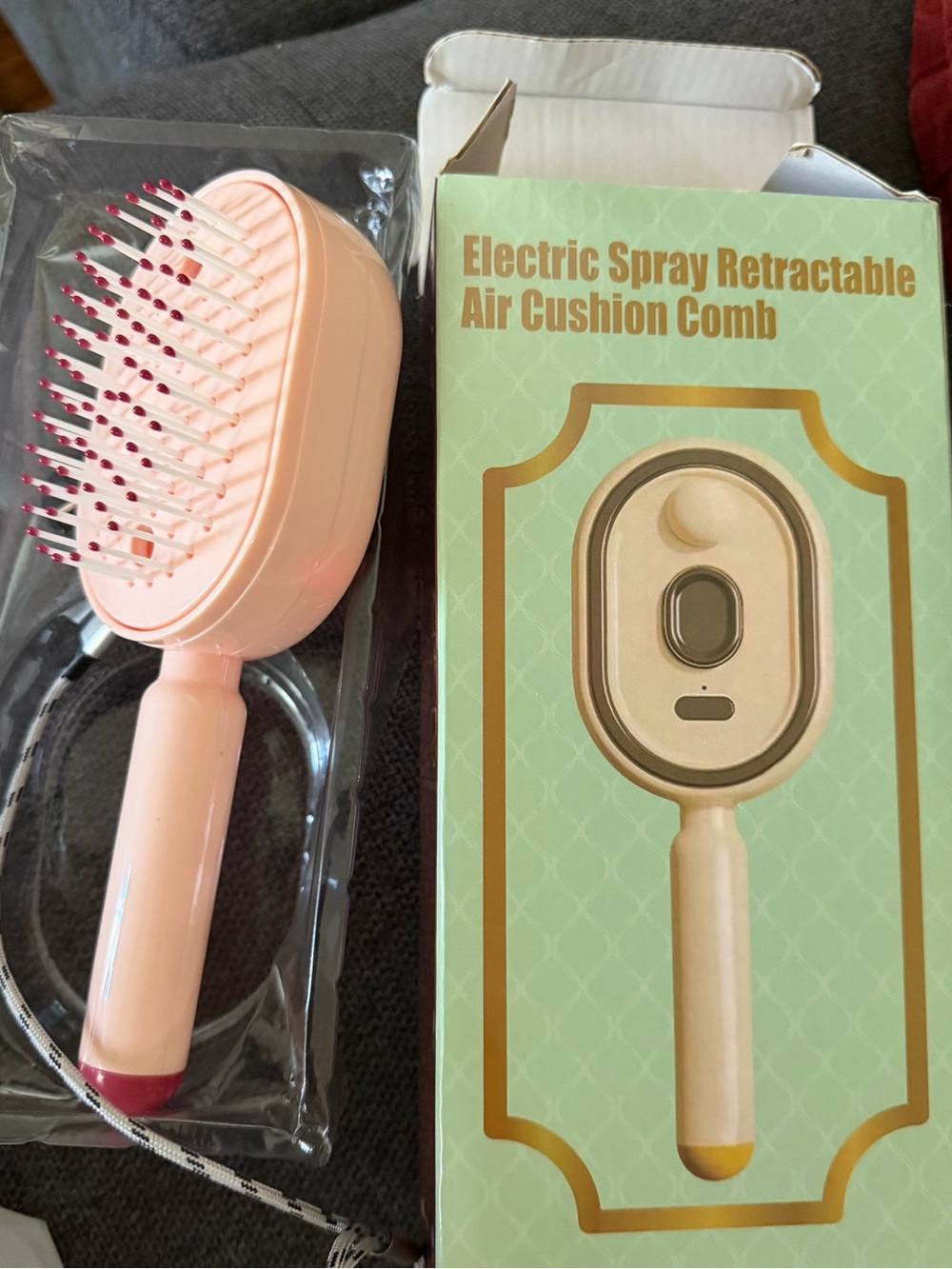 Electric Spray Retractable Air Cushion Comb - Pink